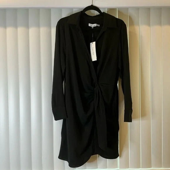 Calvin Klein Tie Front Long Sleeve Dress - Picture 4 of 4